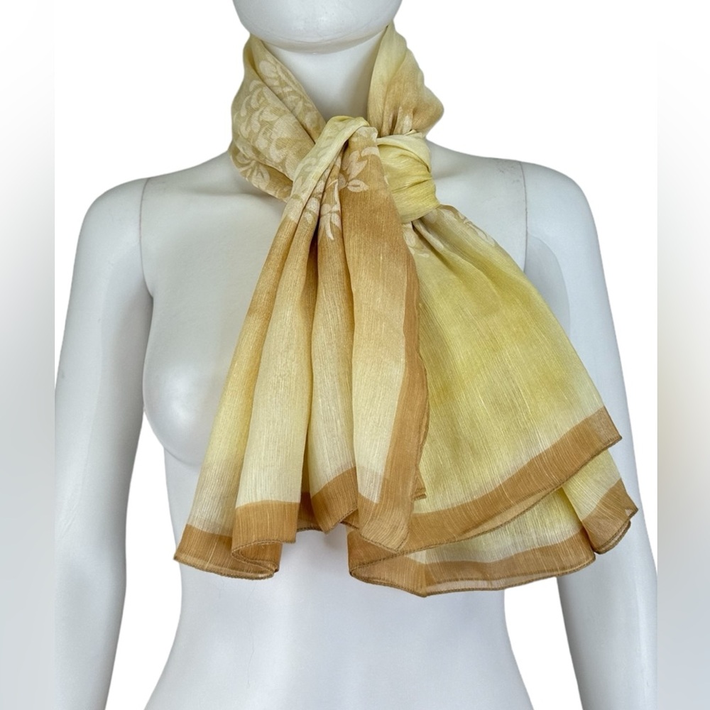 Giorgio Armani Yellow and Tan Scarf Luxurious Wrap